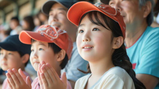 スポーツを楽しく応援するファミリー